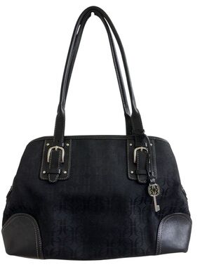 Fossil monogram and leather satchel with key